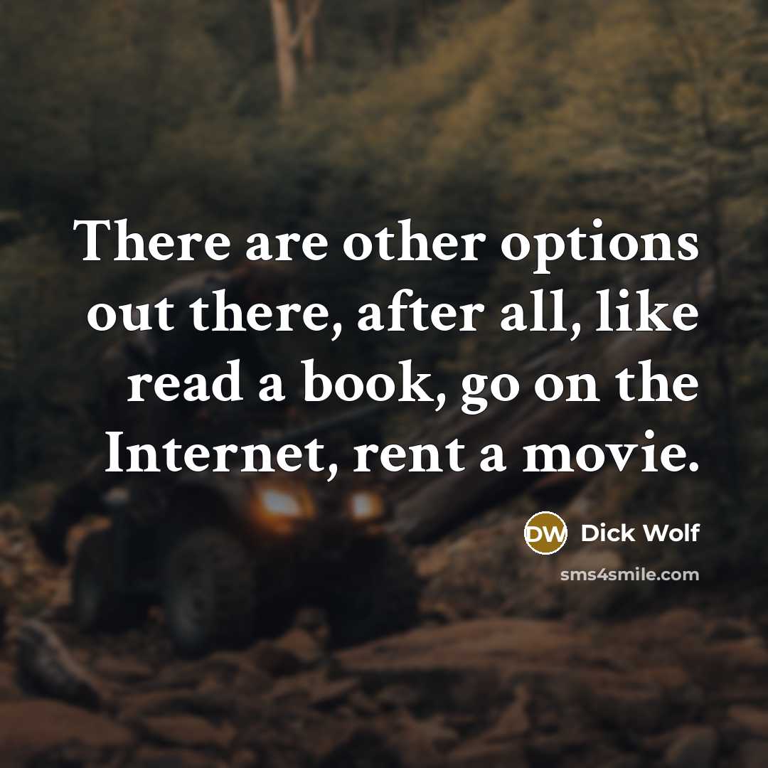 “There are other options out there, after all, like read a book, go on the Internet, rent a movie.” quote by Dick Wolf