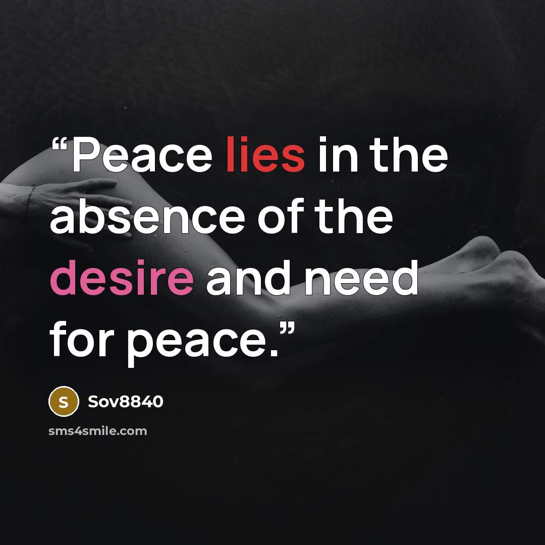 “Peace lies in the absence of the desire and need for peace.” quote by Sov8840