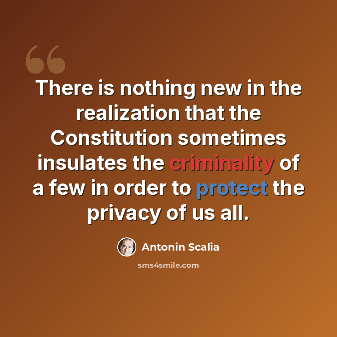 “There is nothing new in the realization that the Constitution sometimes insulates the criminality of a few in order to protect the privacy of us all.” quote by Antonin Scalia