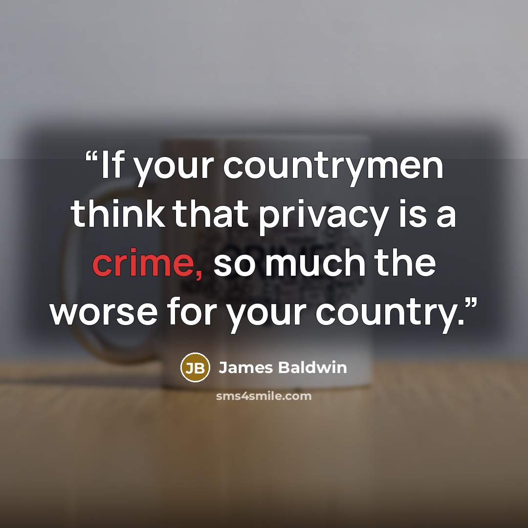 “If your countrymen think that privacy is a crime, so much the worse for your country.” quote by James Baldwin