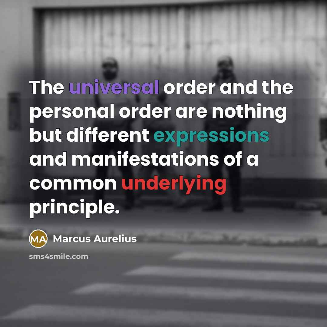 “The universal order and the personal order are nothing but different expressions and manifestations of a common underlying principle.” quote by Marcus Aurelius