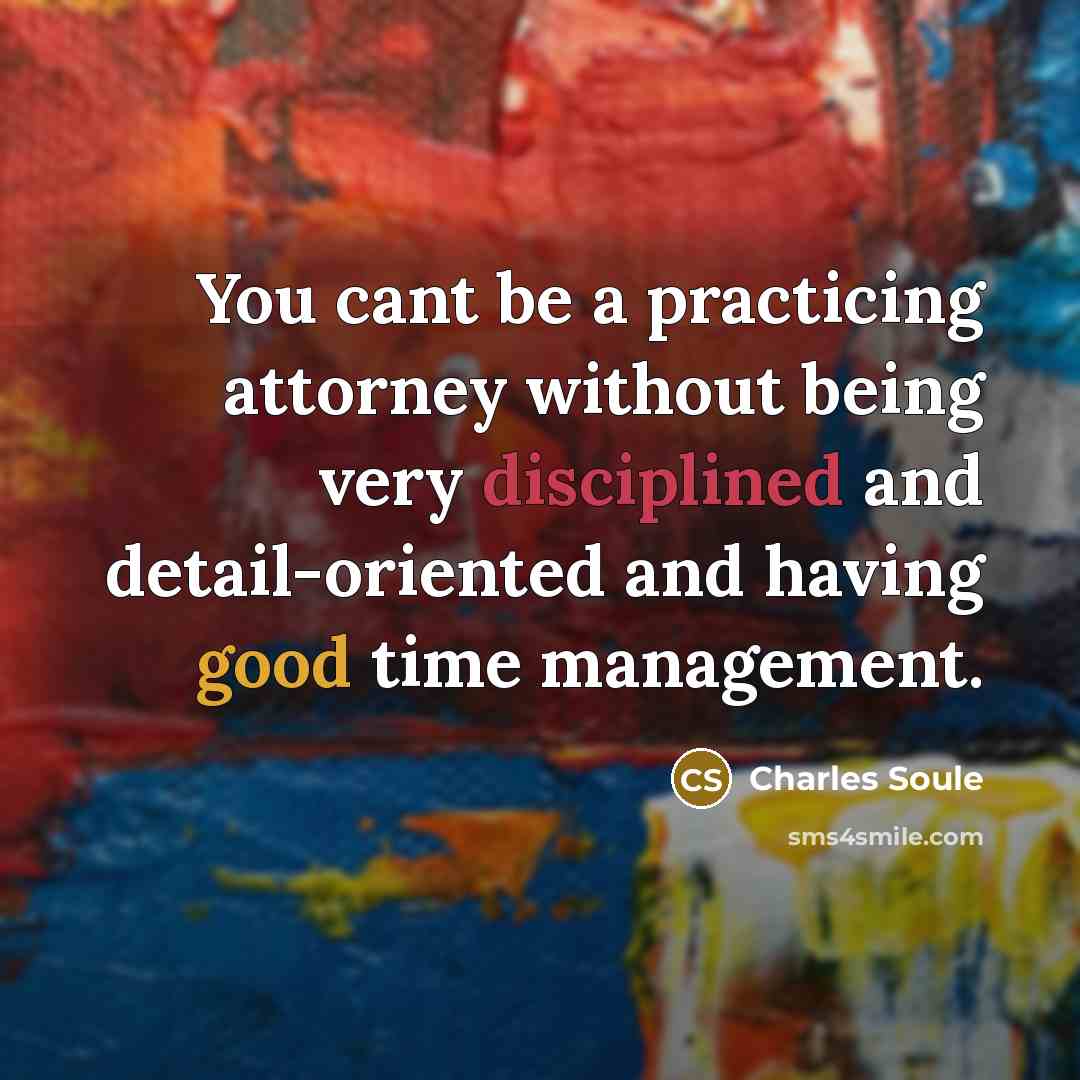 “You cant be a practicing attorney without being very disciplined and detail-oriented and having good time management.” quote by Charles Soule