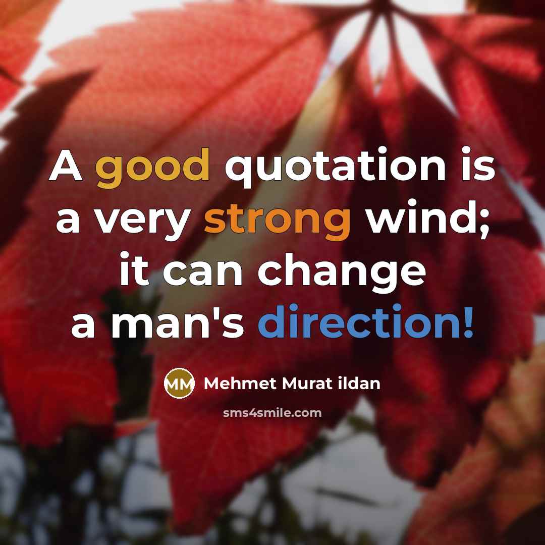 “A good quotation is a very strong wind; it can change a man's direction!” quote by Mehmet Murat Ildan
