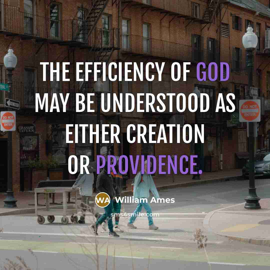 “The efficiency of God may be understood as either creation or providence.” quote by William Ames