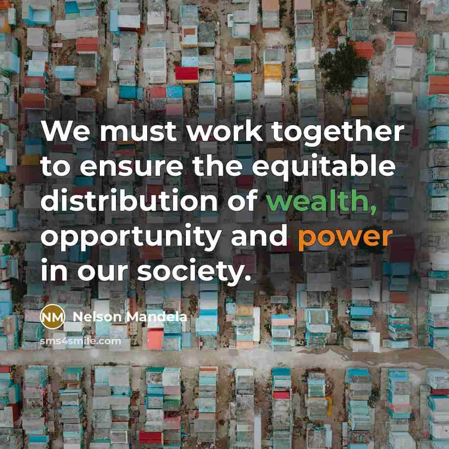 “We must work together to ensure the equitable distribution of wealth, opportunity and power in our society.” quote by Nelson Mandela