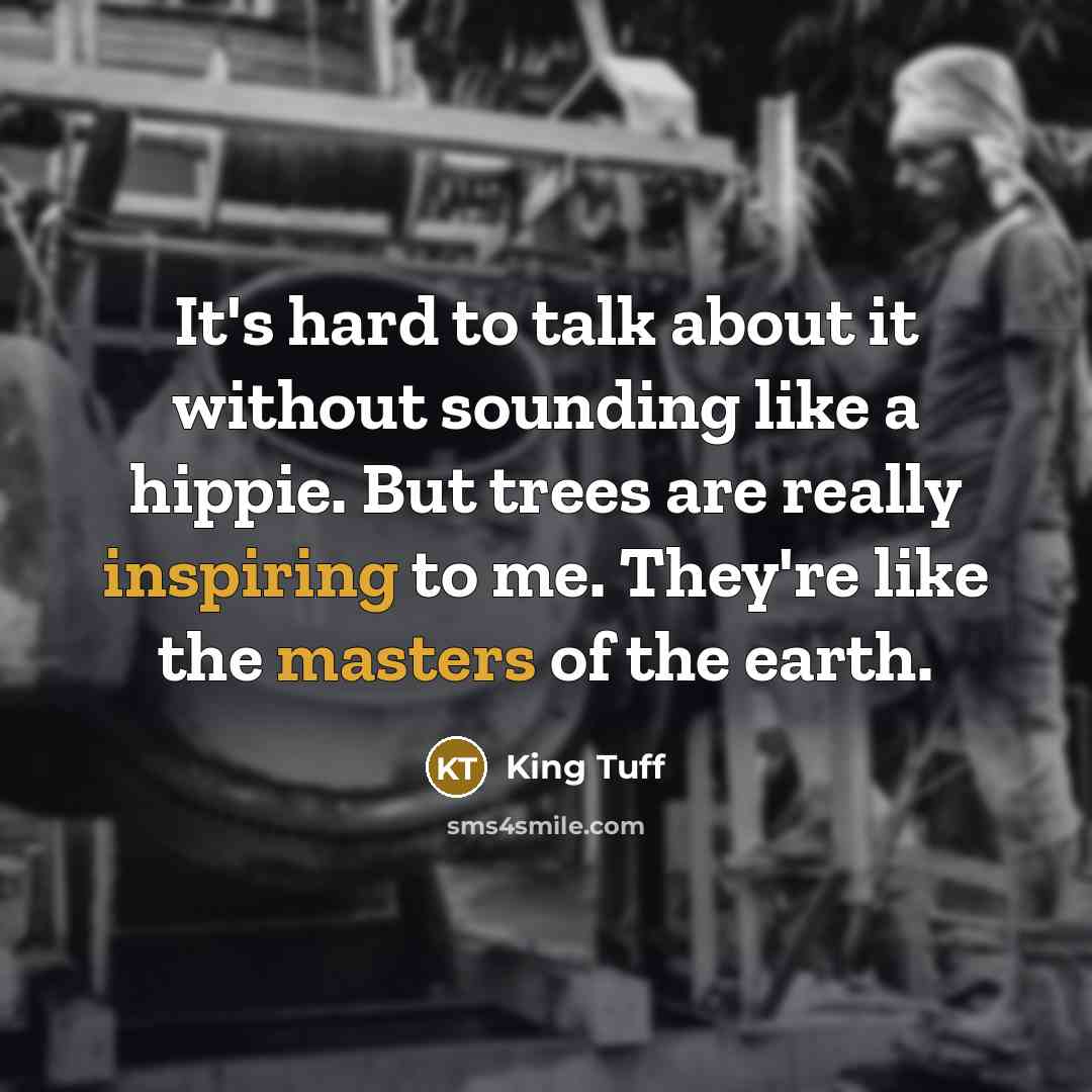 “It's hard to talk about it without sounding like a hippie. But trees are really inspiring to me. They're like the masters of the earth.” quote by King Tuff