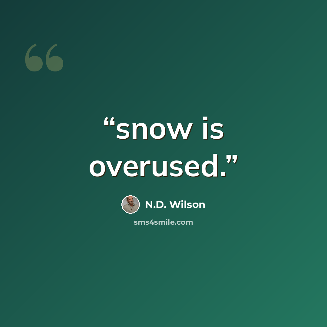 “snow is overused.” quote by N.D. Wilson