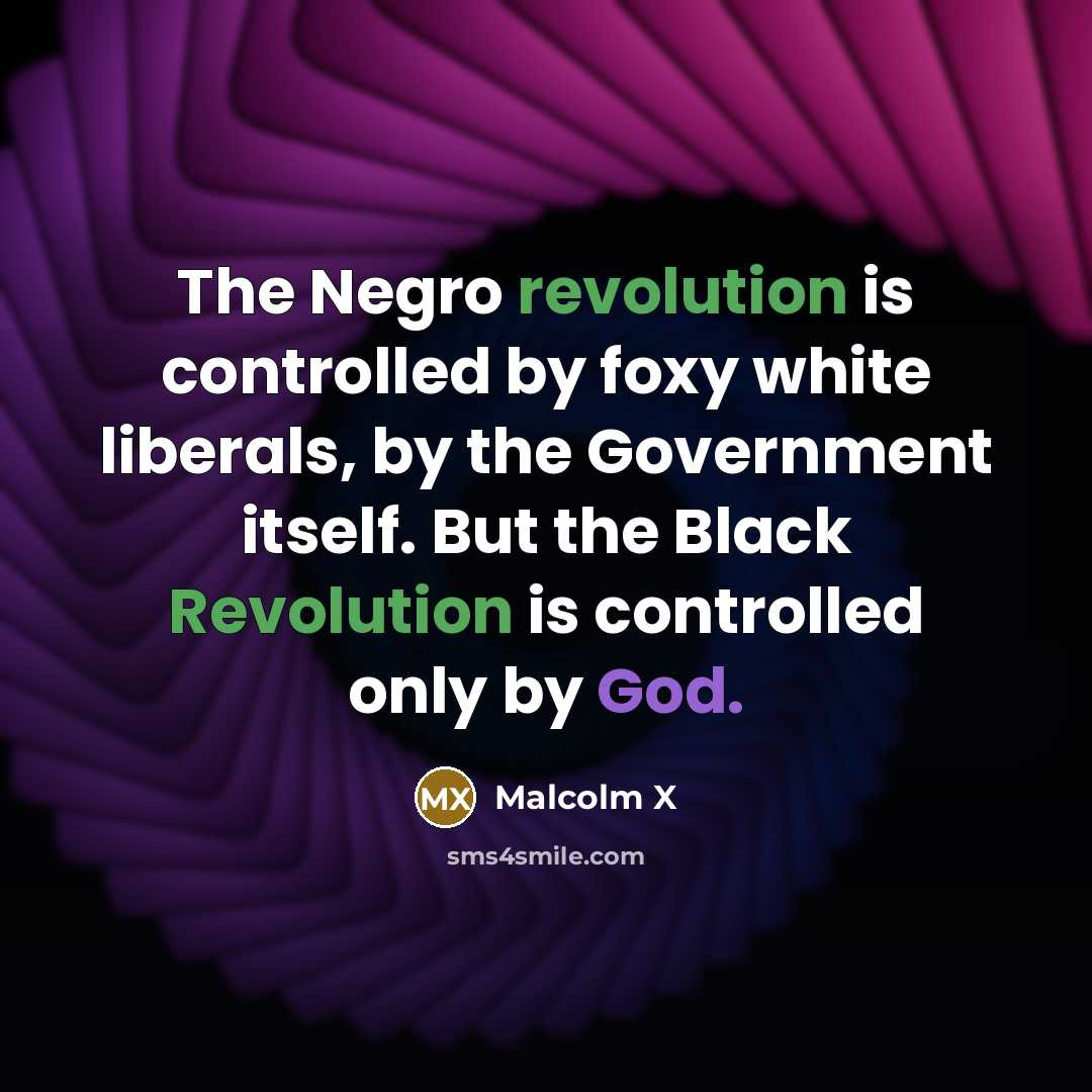 “The Negro revolution is controlled by foxy white liberals, by the Government itself. But the Black Revolution is controlled only by God.” quote by Malcolm X