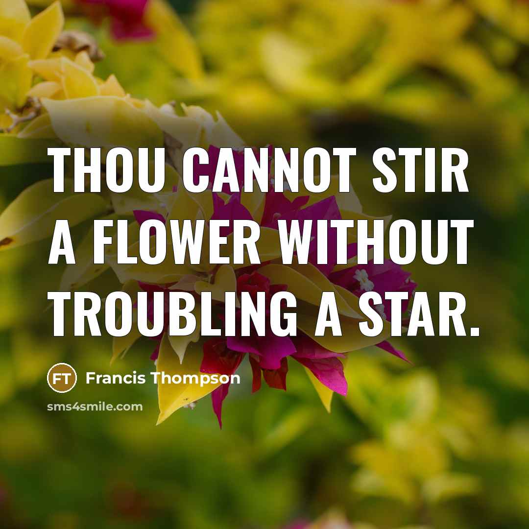 “Thou cannot stir a flower Without troubling a star.” quote by Francis Thompson