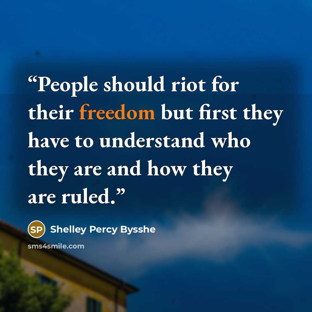 “People should riot for their freedom but first they have to understand who they are and how they are ruled.” quote by Shelley Percy Bysshe