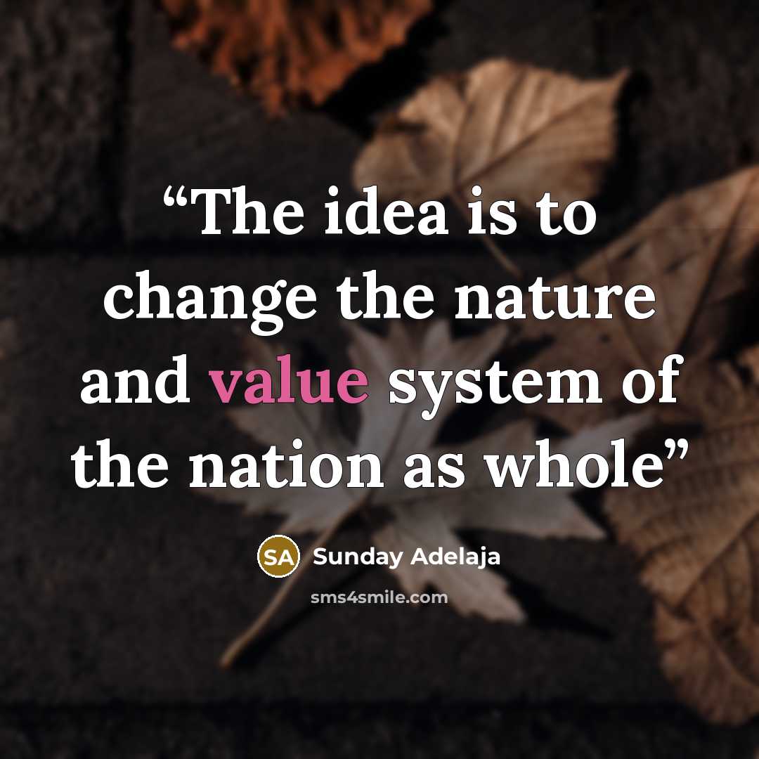 “The idea is to change the nature and value system of the nation as whole” quote by Sunday Adelaja