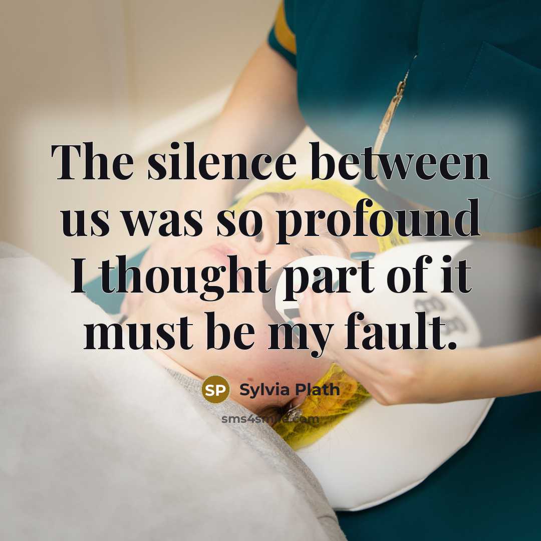 “The silence between us was so profound I thought part of it must be my fault.” quote by Sylvia Plath