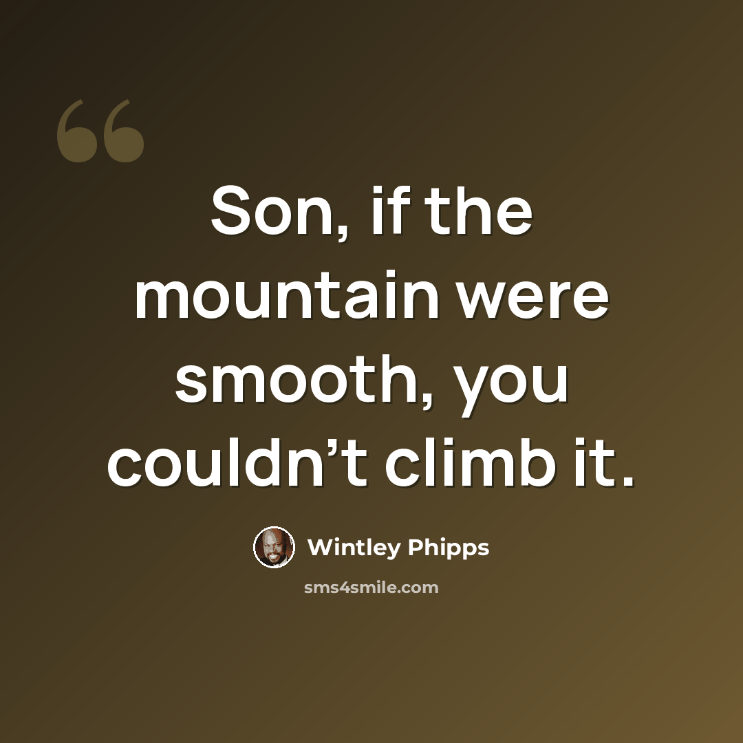 “Son, if the mountain were smooth, you couldn't climb it.” quote by Wintley Phipps