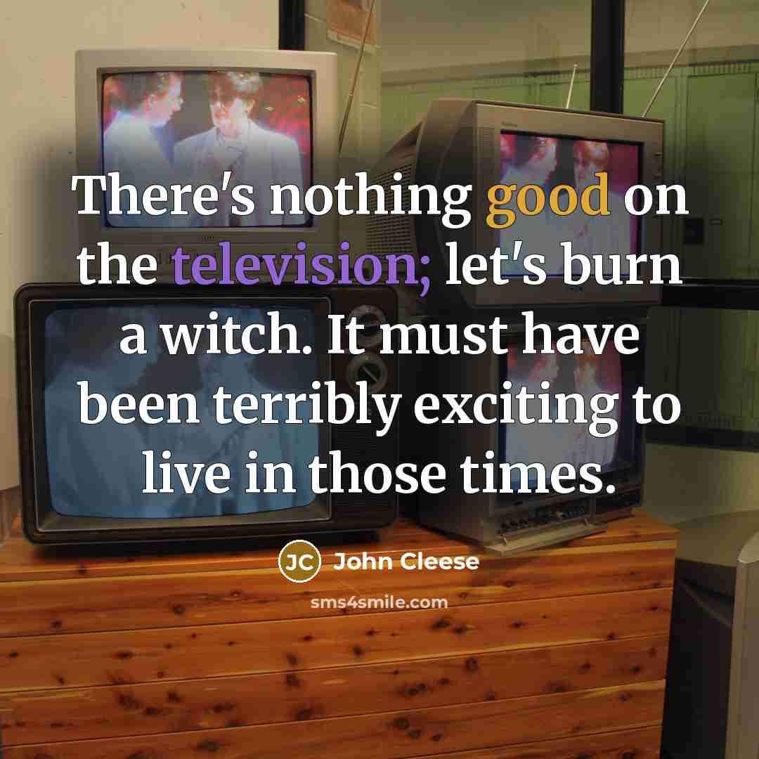“There's nothing good on the television; let's burn a witch. It must have been terribly exciting to live in those times.” quote by John Cleese