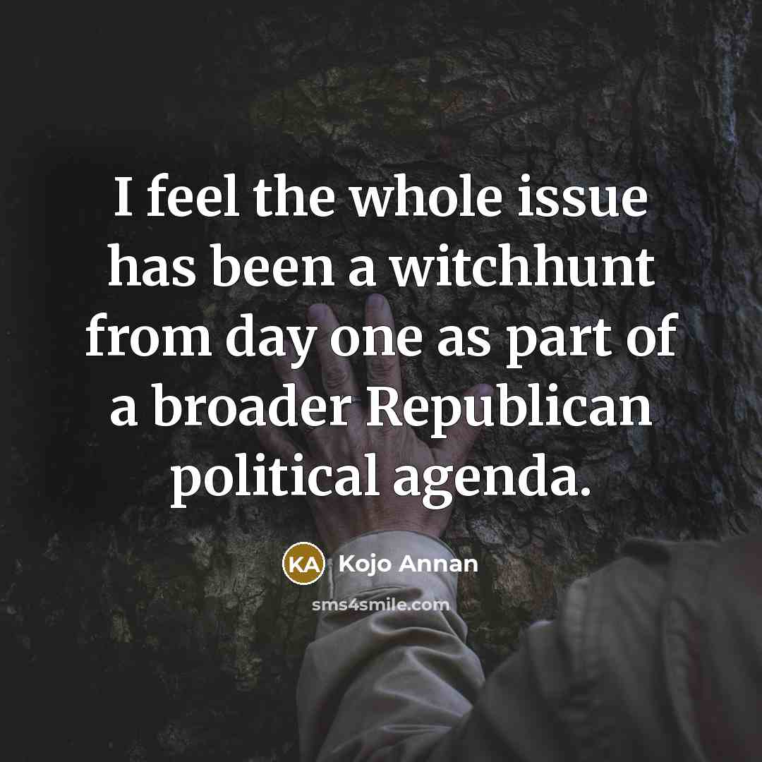 “I feel the whole issue has been a witchhunt from day one as part of a broader Republican political agenda.” quote by Kojo Annan