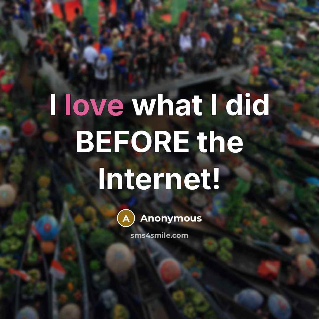 “I love what I did BEFORE the Internet!” quote by Anonymous