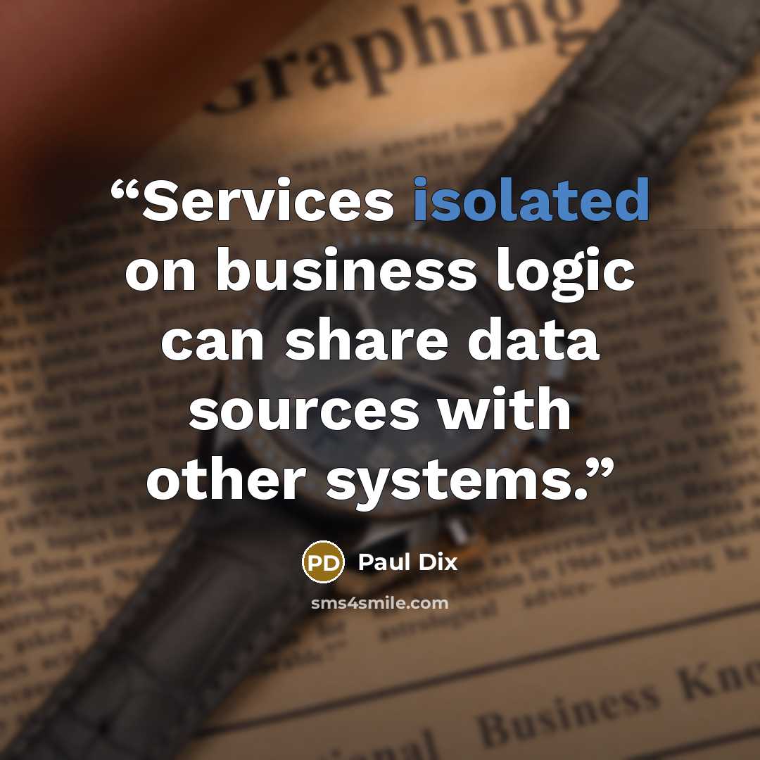 “Services isolated on business logic can share data sources with other systems.” quote by Paul Dix