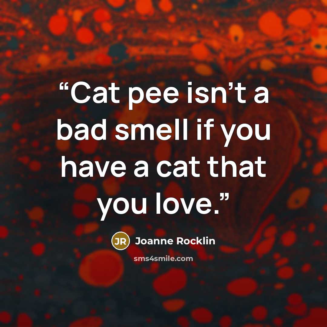 “Cat pee isn't a bad smell if you have a cat that you love.” quote by Joanne Rocklin