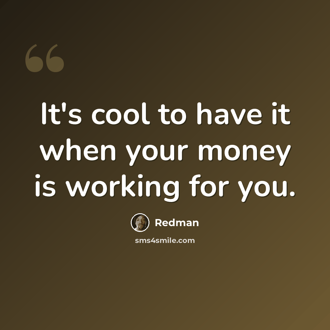 “It's cool to have it when your money is working for you.” quote by Redman