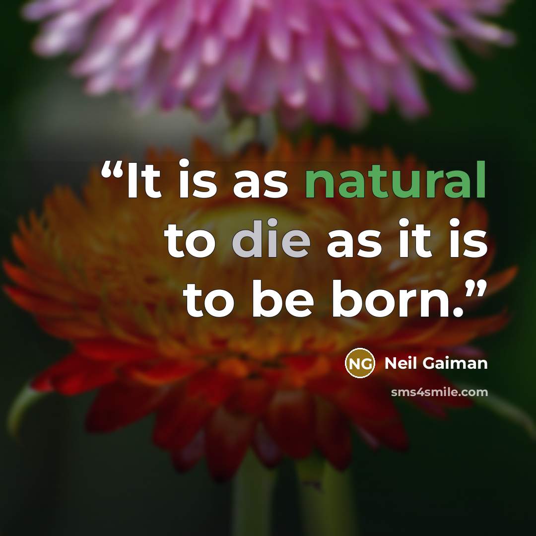 “It is as natural to die as it is to be born.” quote by Neil Gaiman
