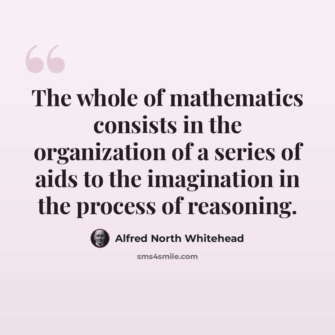 “The whole of mathematics consists in the organization of a series of aids to the imagination in the process of reasoning.” quote by Alfred North Whitehead
