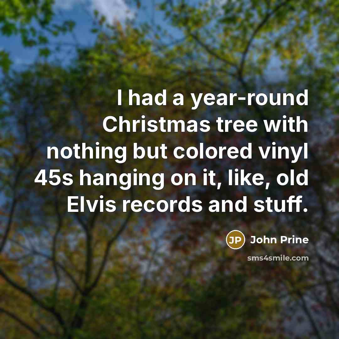 “I had a year-round Christmas tree with nothing but colored vinyl 45s hanging on it, like, old Elvis records and stuff.” quote by John Prine