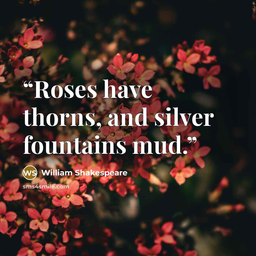“Roses have thorns, and silver fountains mud.” quote by William Shakespeare
