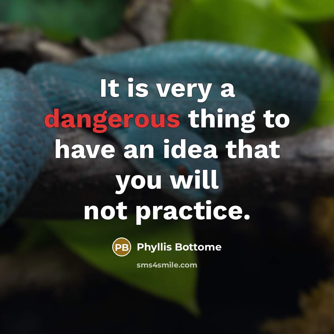 “It is very a dangerous thing to have an idea that you will not practice.” quote by Phyllis Bottome