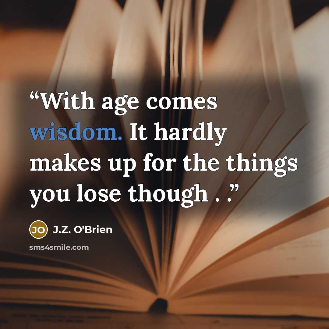 “With age comes wisdom. It hardly makes up for the things you lose though . .” quote by J.Z. O'Brien