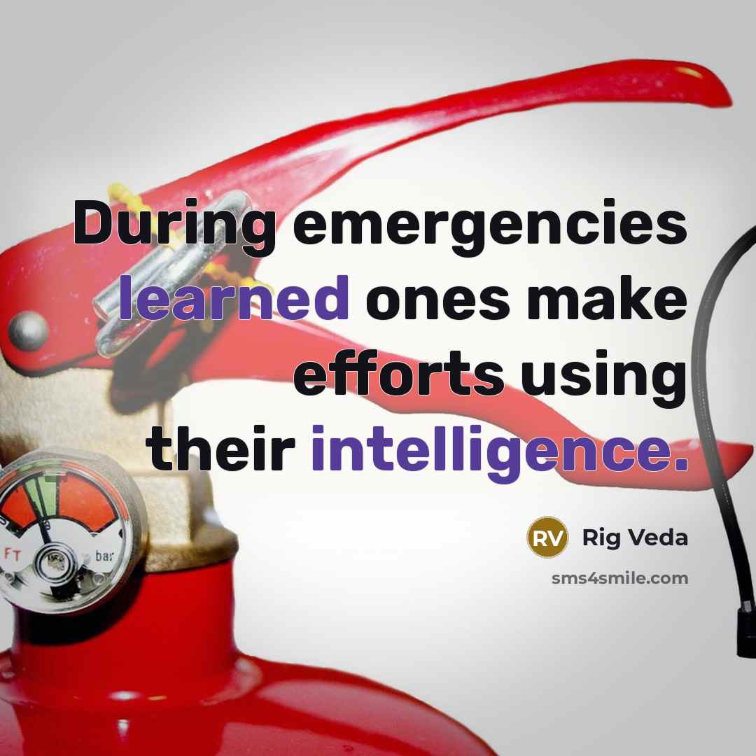 “During emergencies learned ones make efforts using their intelligence.” quote by Rig Veda