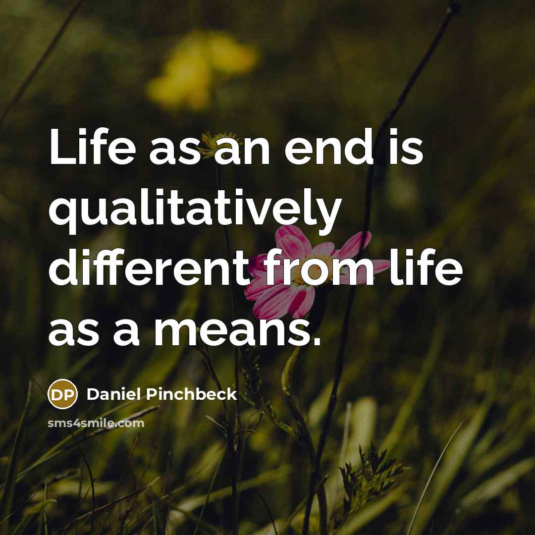 “Life as an end is qualitatively different from life as a means.” quote by Daniel Pinchbeck