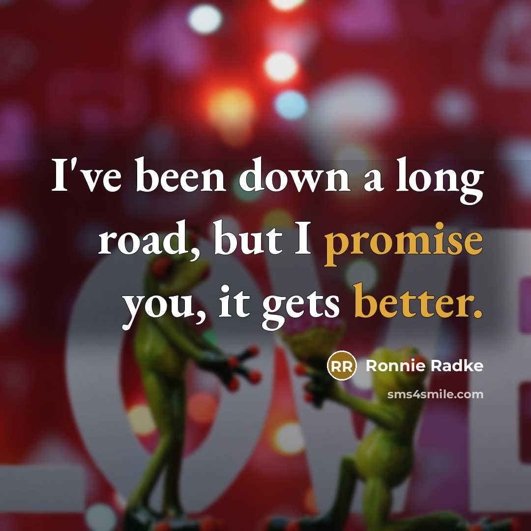 “I've been down a long road, but I promise you, it gets better.” quote by Ronnie Radke