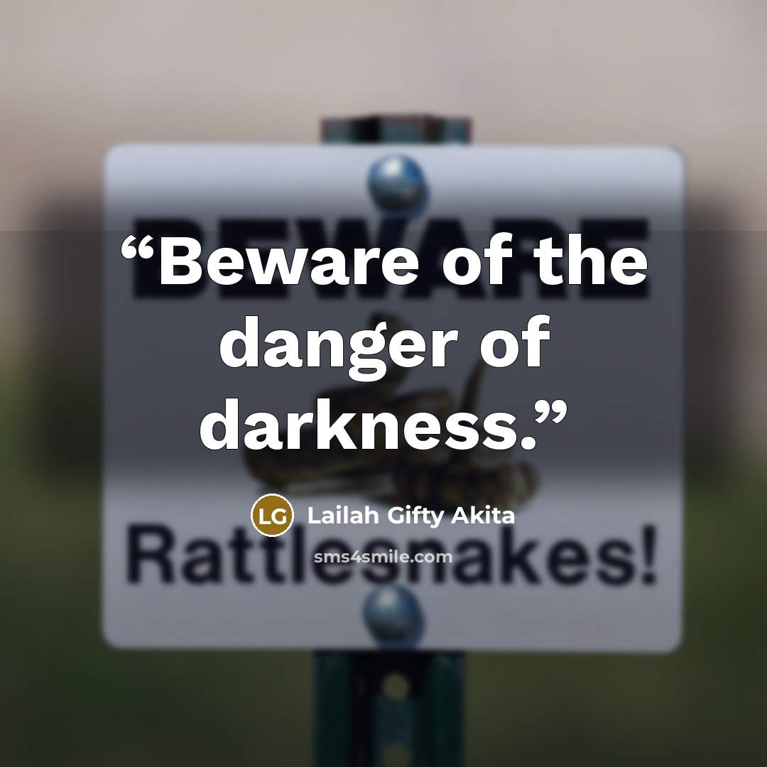“Beware of the danger of darkness.” quote by Lailah Gifty Akita
