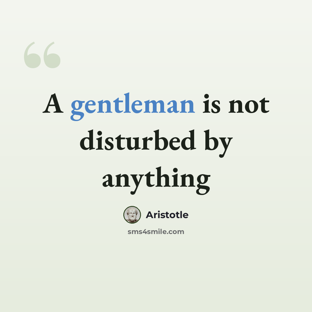 “A gentleman is not disturbed by anything” quote by Aristotle