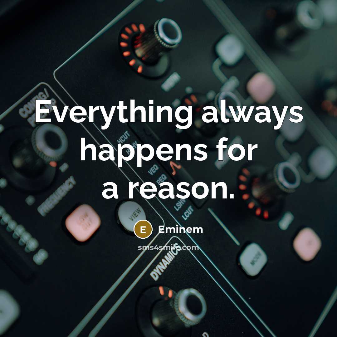 “Everything always happens for a reason.” quote by Eminem