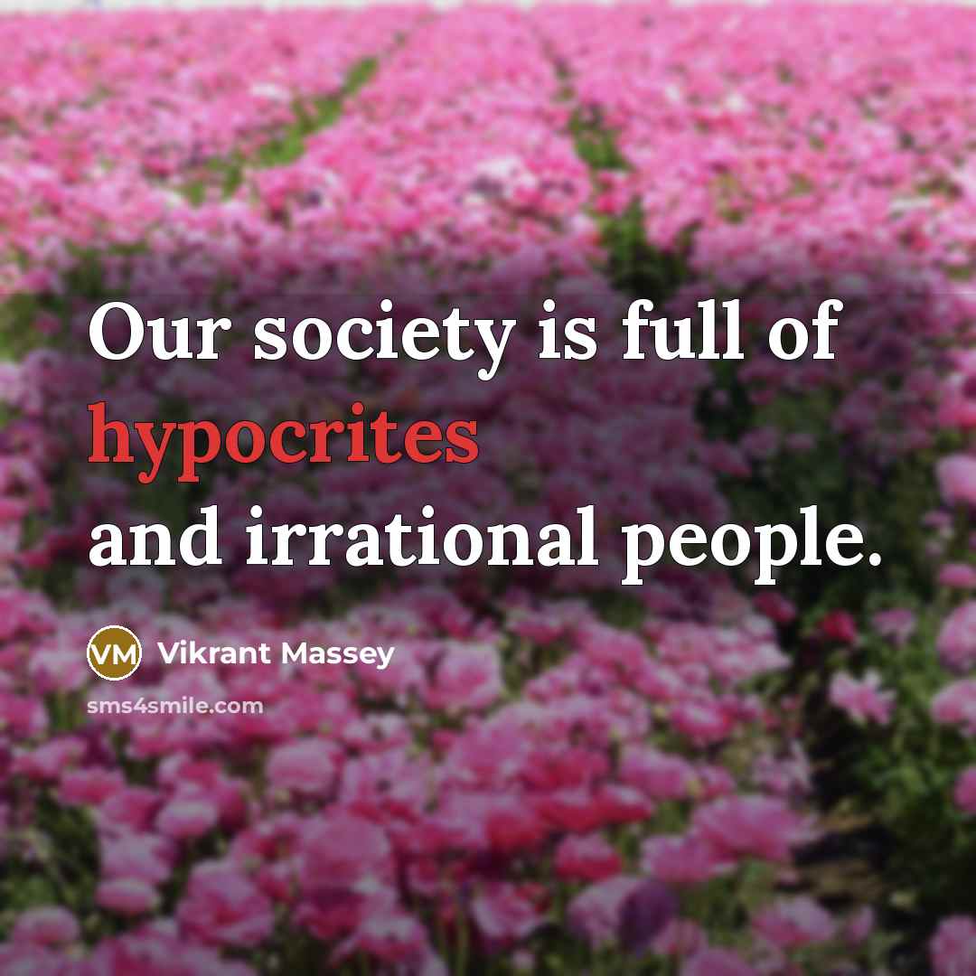 “Our society is full of hypocrites and irrational people.” quote by Vikrant Massey
