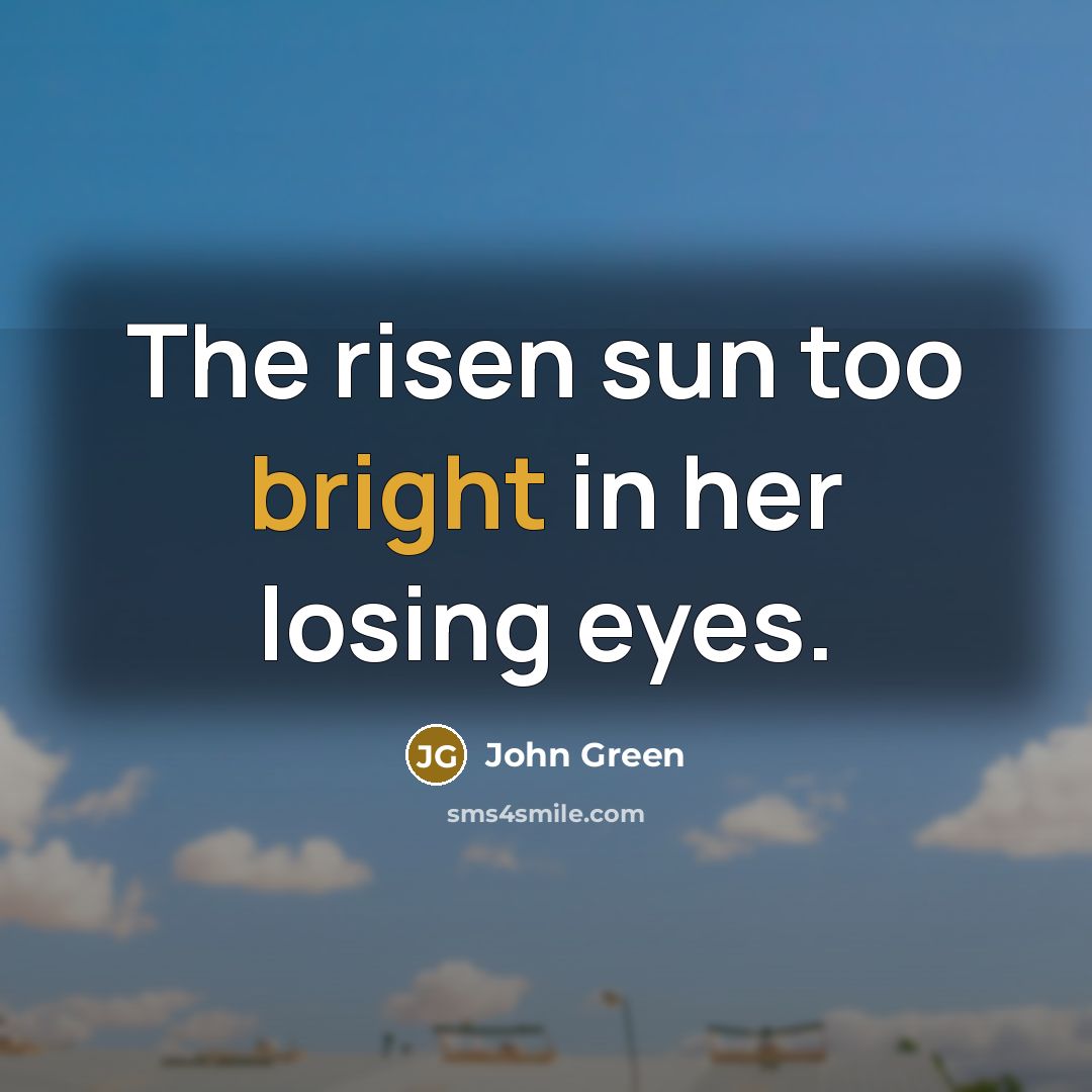“The risen sun too bright in her losing eyes.” quote by John Green