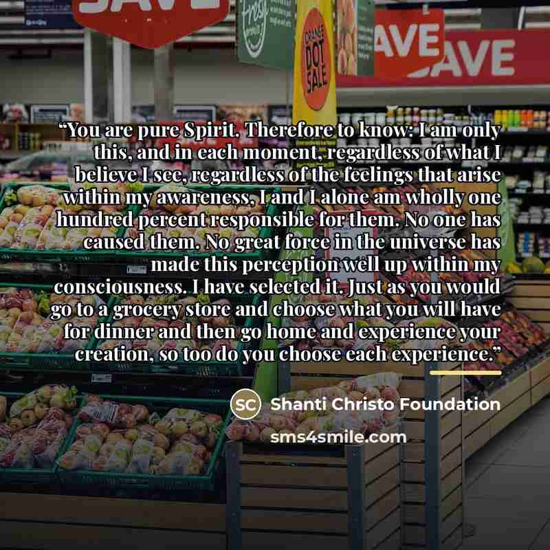 “You are pure Spirit. Therefore to know: I am only this, and in each moment, regardless of what I believe I see, regardless of the feelings that arise within my awareness, I and I alone am wholly one hundred percent responsible for them. No one has caused them. No great force in the universe has…” quote by Shanti Christo Foundation