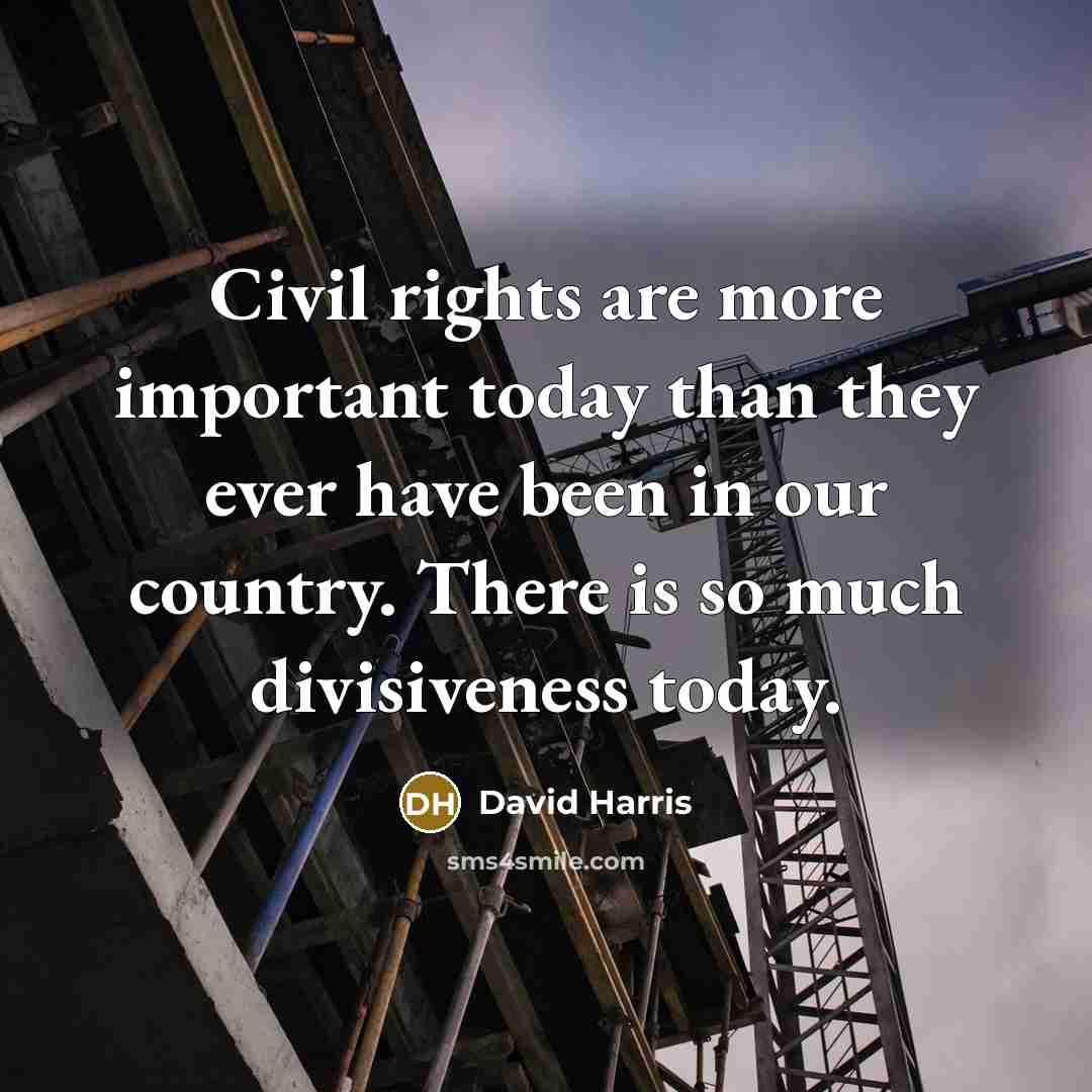 “Civil rights are more important today than they ever have been in our country. There is so much divisiveness today.” quote by David Harris