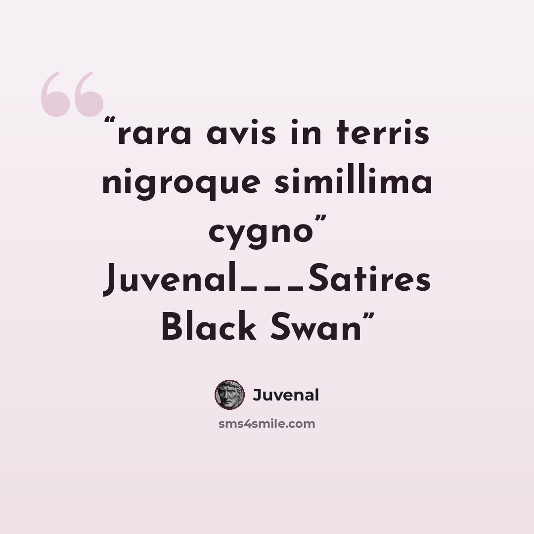 “rara avis in terris nigroque simillima cygno” Juvenal___Satires Black Swan” quote by Juvenal