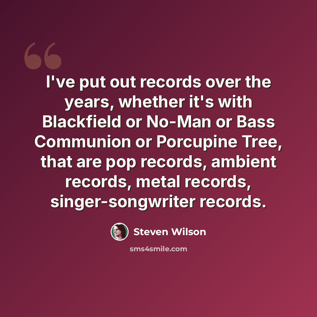 “I've put out records over the years, whether it's with Blackfield or No-Man or Bass Communion or Porcupine Tree, that are pop records, ambient records, metal records, singer-songwriter records.” quote by Steven Wilson