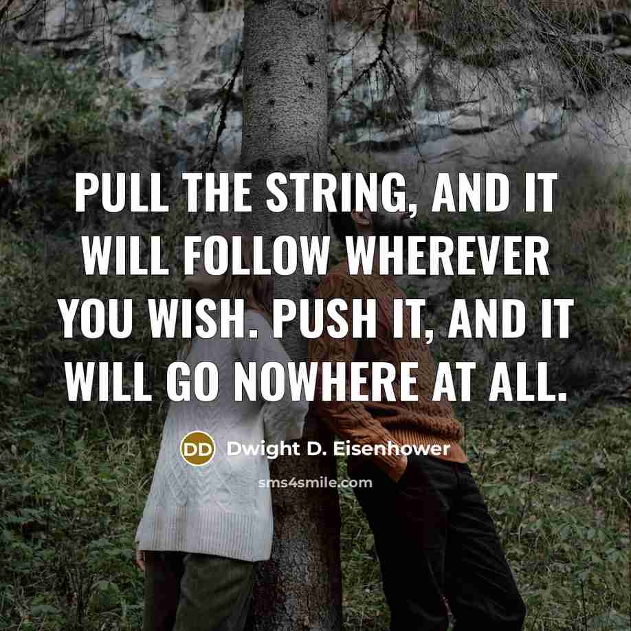 “Pull the string, and it will follow wherever you wish. Push it, and it will go nowhere at all.” quote by Dwight D. Eisenhower