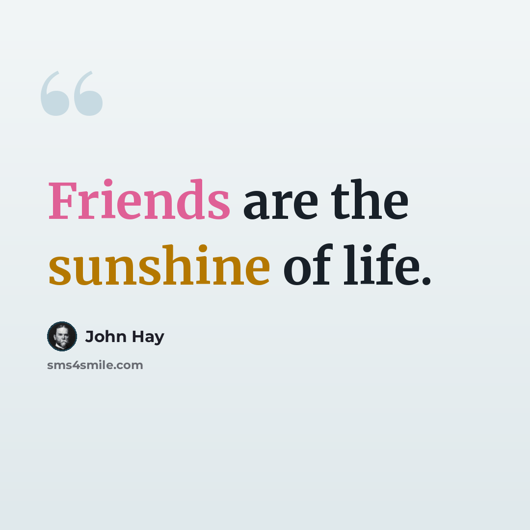 “Friends are the sunshine of life.” quote by John Hay