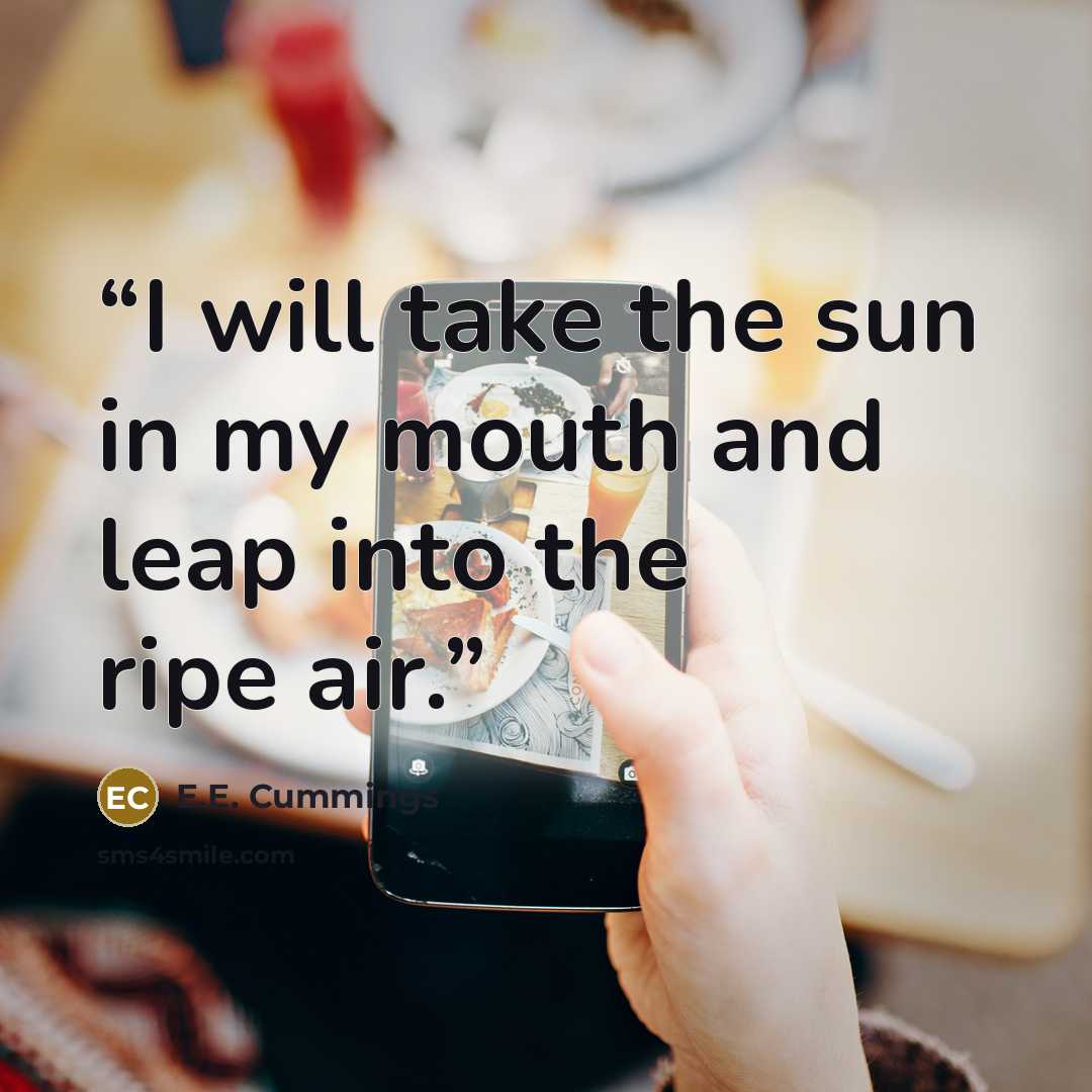 “I will take the sun in my mouth and leap into the ripe air.” quote by e.e. cummings