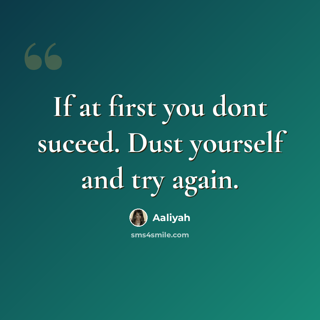 “If at first you dont suceed. Dust yourself and try again.” quote by Aaliyah