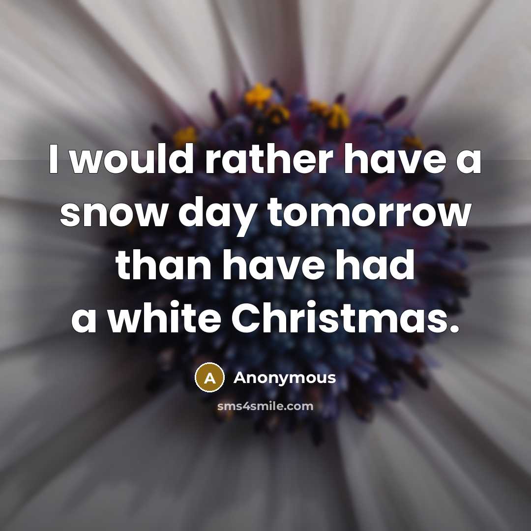 “I would rather have a snow day tomorrow than have had a white Christmas.” quote by Anonymous