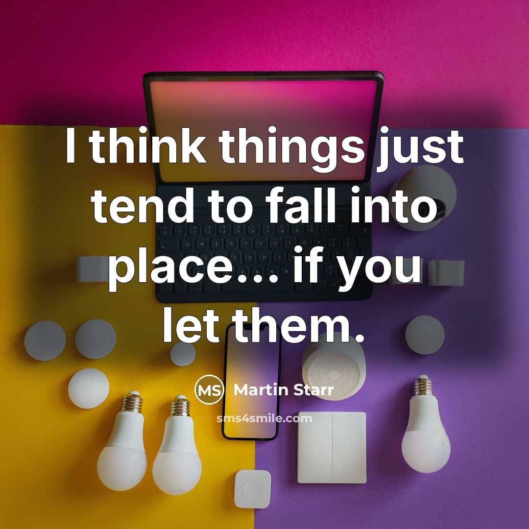 “I think things just tend to fall into place… if you let them.” quote by Martin Starr