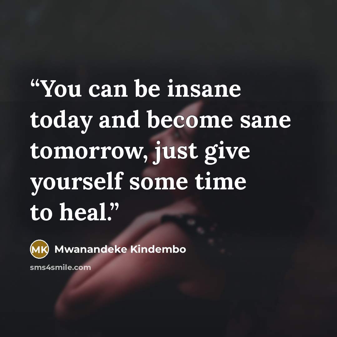 “You can be insane today and become sane tomorrow, just give yourself some time to heal.” quote by Mwanandeke Kindembo