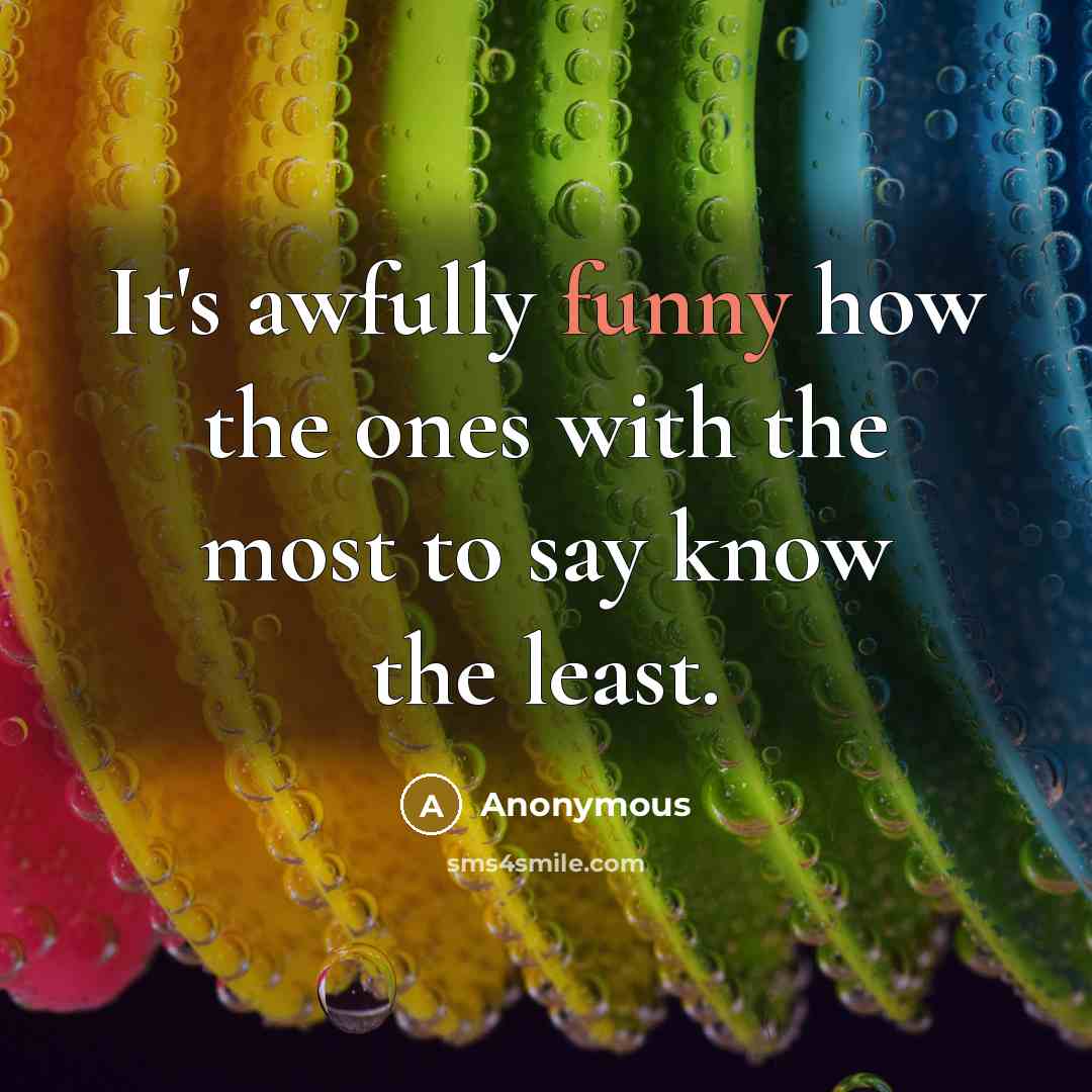 “It's awfully funny how the ones with the most to say know the least.” quote by Anonymous