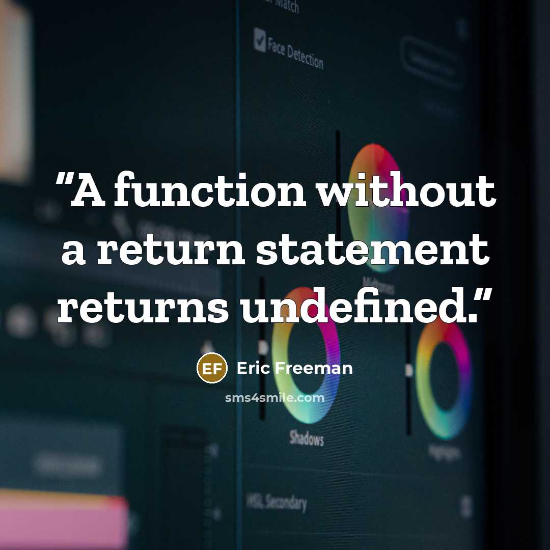 “A function without a return statement returns undefined.” quote by Eric Freeman